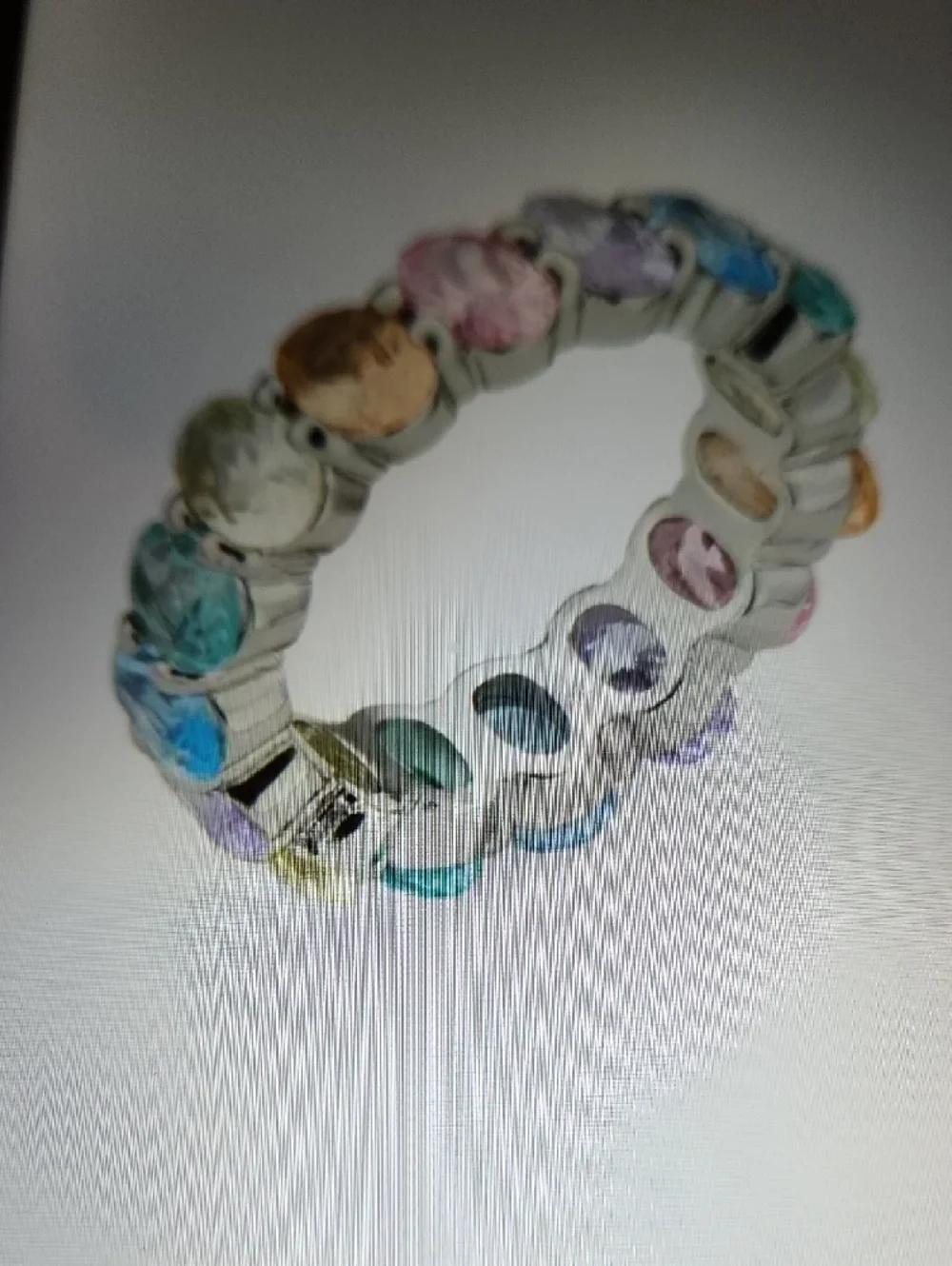 Kurt Geiger Rainbow Crystal Eternity Ring in Silver Tone - Picture 5 of 7